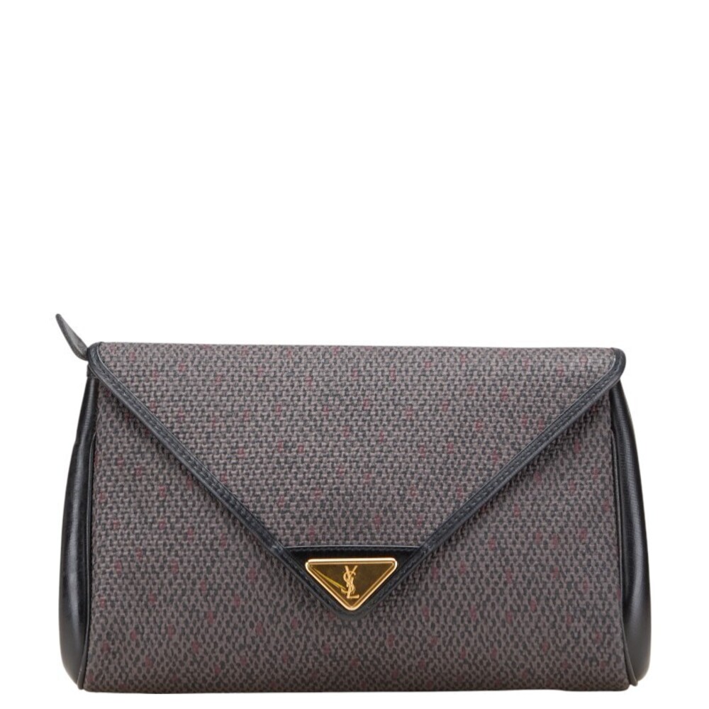 Saint Laurent YSL Monogram Shoulder Bag Purple Black Leather